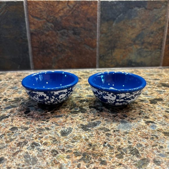 New The Pioneer Woman Dipping Bowls Set of 2 Cobalt Splatterware Dip Bowl 3.1" - Picture 1 of 5
